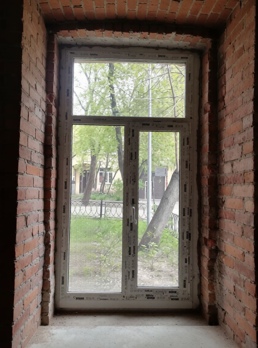 Установка пластикового окна в кирпичный проём при строительстве дома